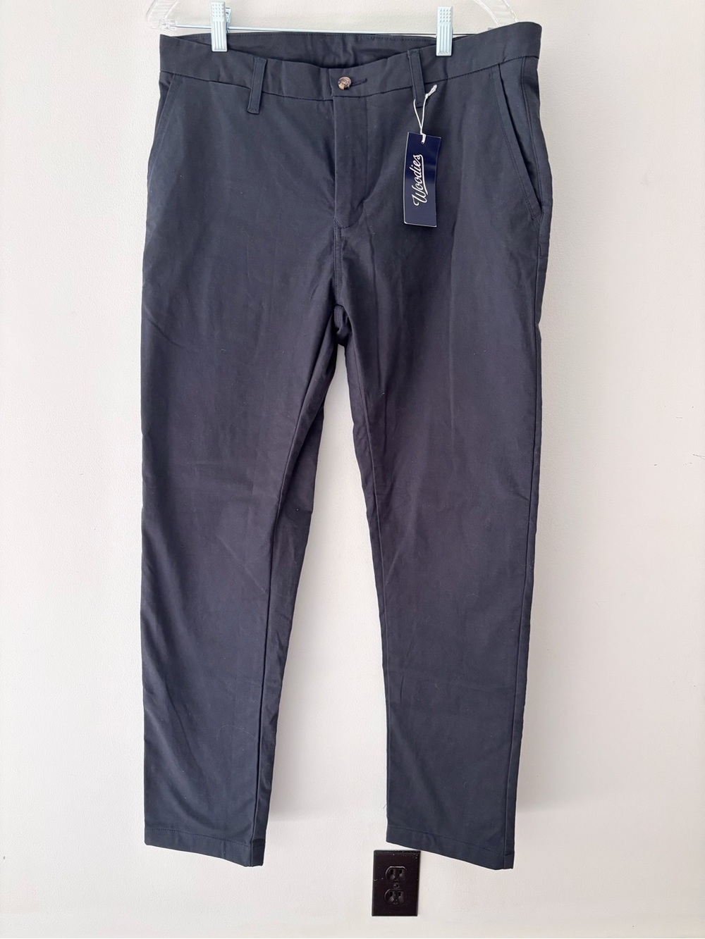 NWT Woodies Men's Warm Flannel-Lined Cotton Chinos Navy Blue Pants 33x30